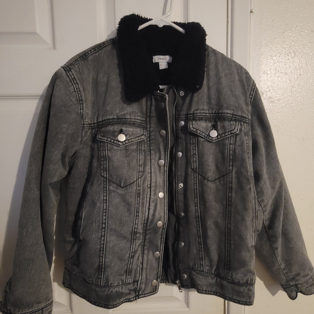 Forever 21 Black and Gray Jean Jacket